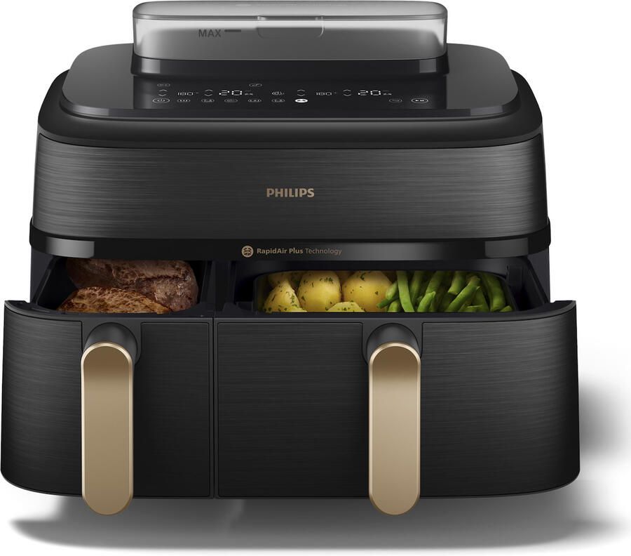 Philips Airfryer NA552 00 Steam Airfryer 5000 Series Dual Basket 9L Capaciteit (3L+6L)