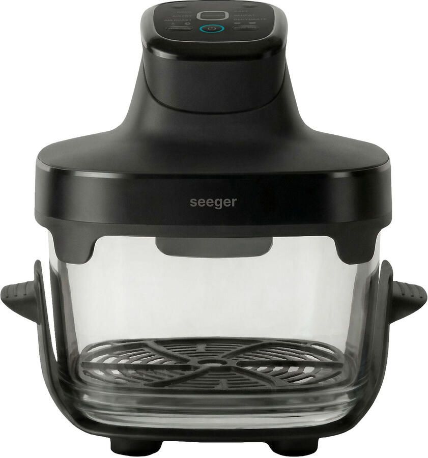 SEEGER ClearFry Glazen Airfryer 6 Programma's PFAS-Vrij 60°C Tot 200°C 2.5L + 4.5L Glazen Containers Zwart