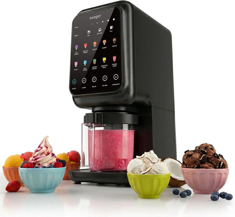 SEEGER MultiCream 10-in-1 IJsmachine- Inclusief 3 EasyCups met Deksels Voor Roomijs Milkshake Smoothie Bowl Slush en meer BPA-vrij Zwart - Foto 1