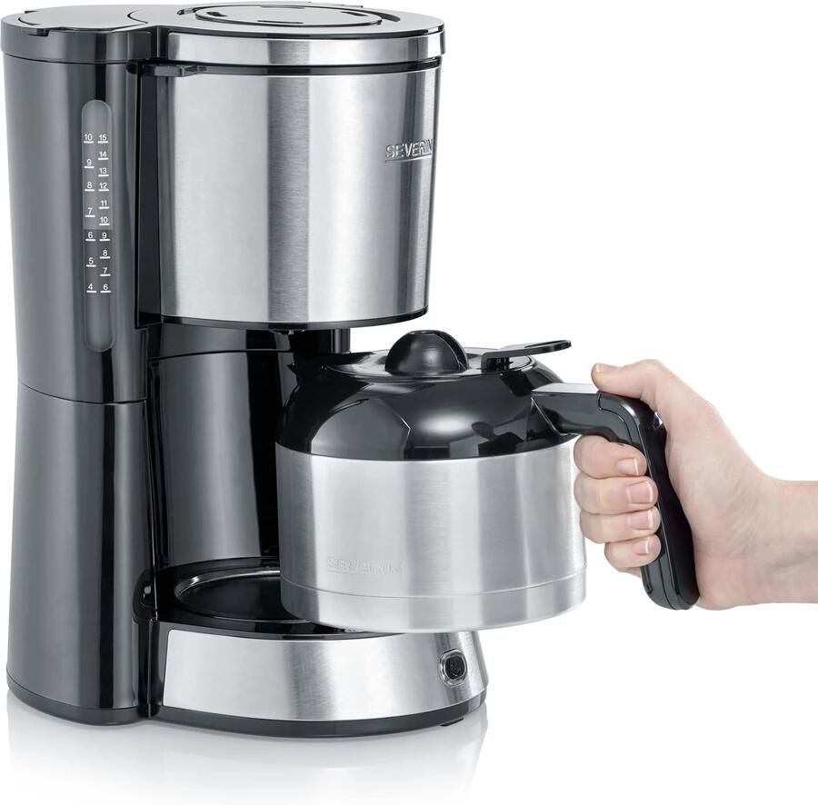 Severin KA 4847 Filterkoffiezetapparaat 1 l Gemalen koffie 1000 W Zwart Roestvrijstaal - Foto 3