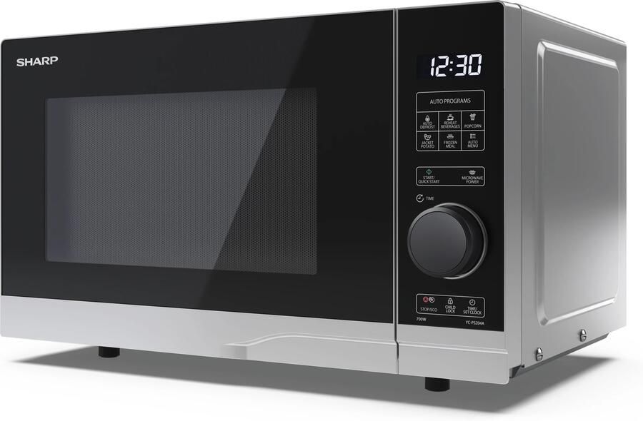 Sharp PS204AES Mikrowelle (Mikrowelle: 700W 10 Leistungsstufen Auftaufunktion Abmessungen: 455x274x334cm) silber