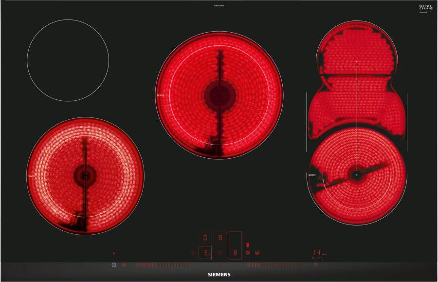 SIEMENS Elektrische kookplaat van SCHOTT CERAN ET875LMP1D 20 % meer vermogen bij het opwarmen dankzij powerboost-functie - Foto 5