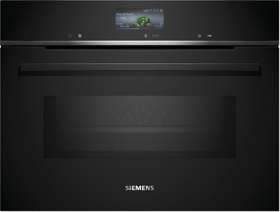 Siemens CM736GAB1 iQ700 Compacte inbouw bakoven met magnetron 60cm x 45cm varioSpeed: bereid de meest voortreffelijke gerechten tot wel 50% sneller Home connect Air Fry-functie: voor perfect en gezonde gefrituurde gerechten