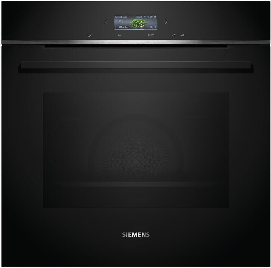 Siemens HB774G1B2 iQ700 Inbouwoven 60 x 60 cm Air Fry-functie: voor perfect en gezonde gefrituurde gerechten Eenvoudig te reinigen met pyrolytische zelfreiniging activeClean Home Connect -Zwart