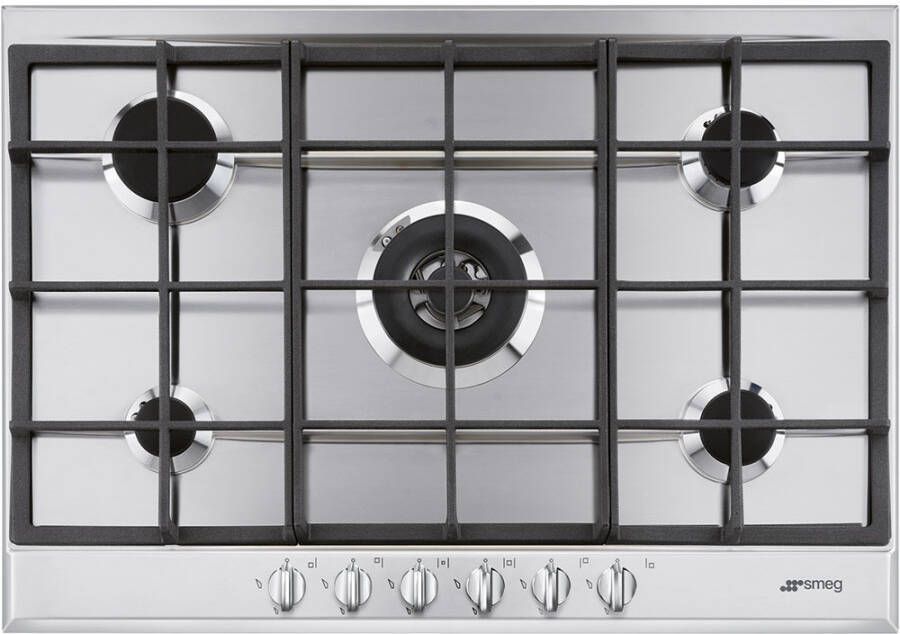 Smeg Gas Kookplaat P272XGHNLK 70 75 cm Opbouw RVS