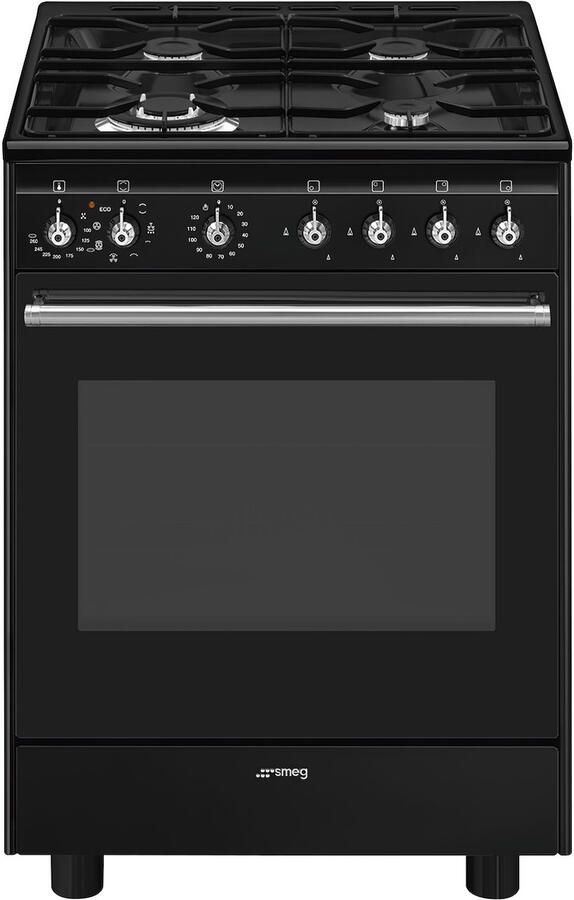 Smeg CX61GMBLNLK Gasfornuis Zwart