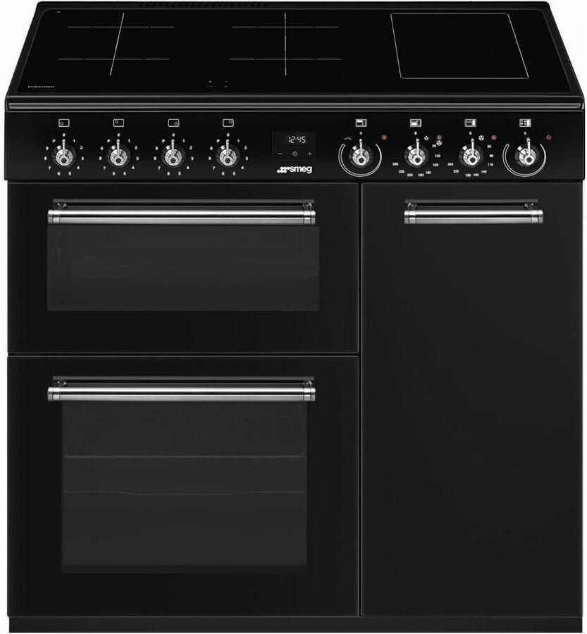Smeg CX93IMBL Inductie fornuis 90 cm Zwart 3 ovens