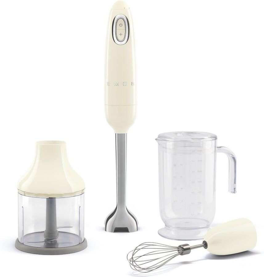 Smeg HBF03CREU Staafmixer met Accessoires 700W Hakmolen Garde & 1 4L Maatbeker Variabele Snelheid & Turbofunctie FlowBlend '50s Style Crème