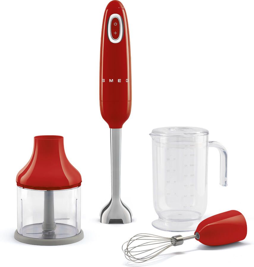 Smeg HBF03RDEU Staafmixer met Accessoires 700W Hakmolen Garde & 1 4L Maatbeker Variabele Snelheid & Turbofunctie FlowBlend '50s Style Rood