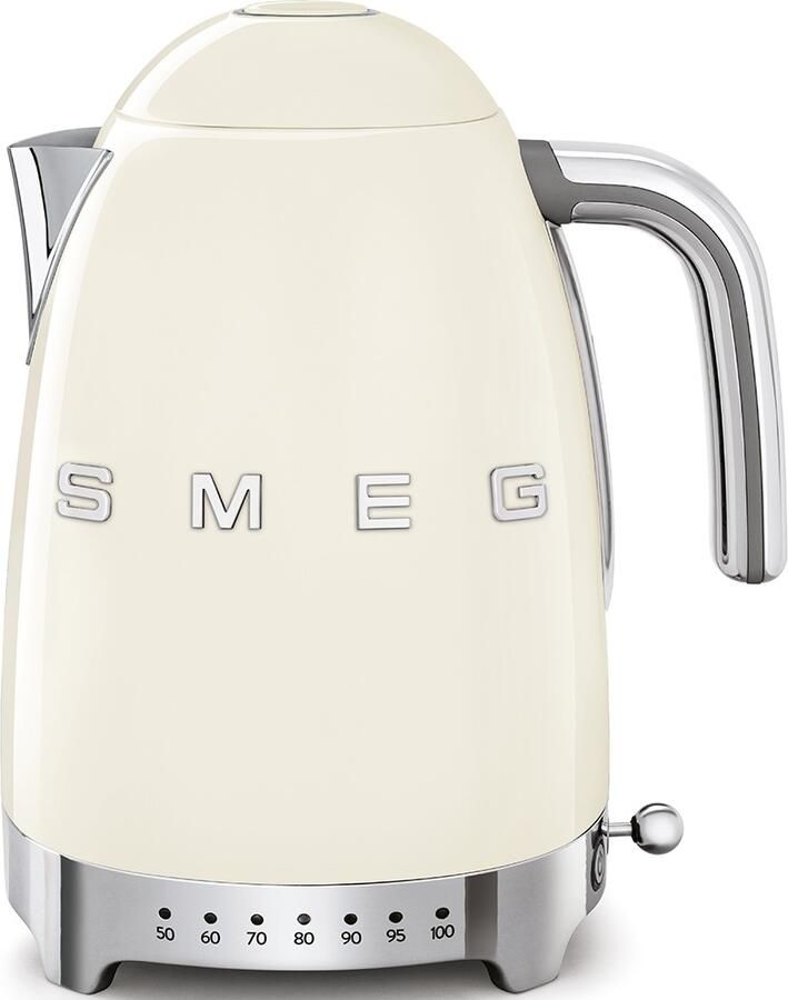 Smeg KLF04CREU Waterkoker met Variabele Temperatuur 1 7 Liter 2400W 7 Temperatuurstanden Warmhoudfunctie RVS '50s Style Crème