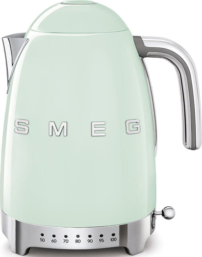 Smeg KLF04PGEU Waterkoker met Variabele Temperatuur 1 7 Liter 2400W 7 Temperatuurstanden Warmhoudfunctie RVS '50s Style Watergroen