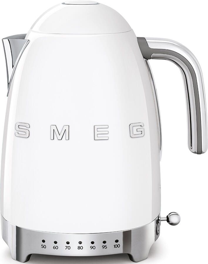 Smeg KLF04WHEU Waterkoker met Variabele Temperatuur 1 7 Liter 2400W 7 Temperatuurstanden Warmhoudfunctie RVS '50s Style Wit