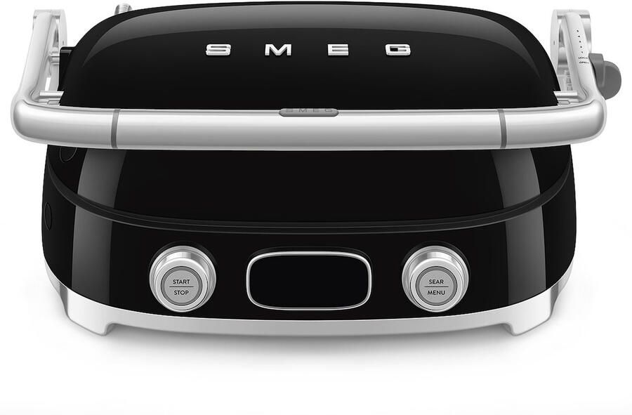 Smeg MGF01BLEU Contactgrill Multifunctionele Grill & Wafelijzer 2000W Verwisselbare Platen PFAS-vrije Keramische Coating BBQ- & Ovenfunctie '50s Style Zwart