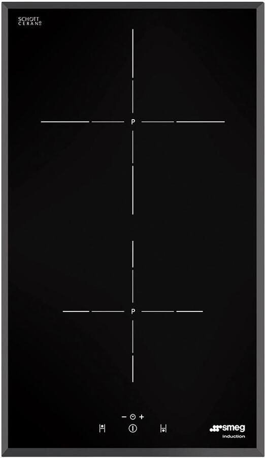 Smeg SI5322B Inductiekookplaat 30 cm Zwart Glas 2 Kookzones Domino Kookplaat Touch Control Boosterfunctie