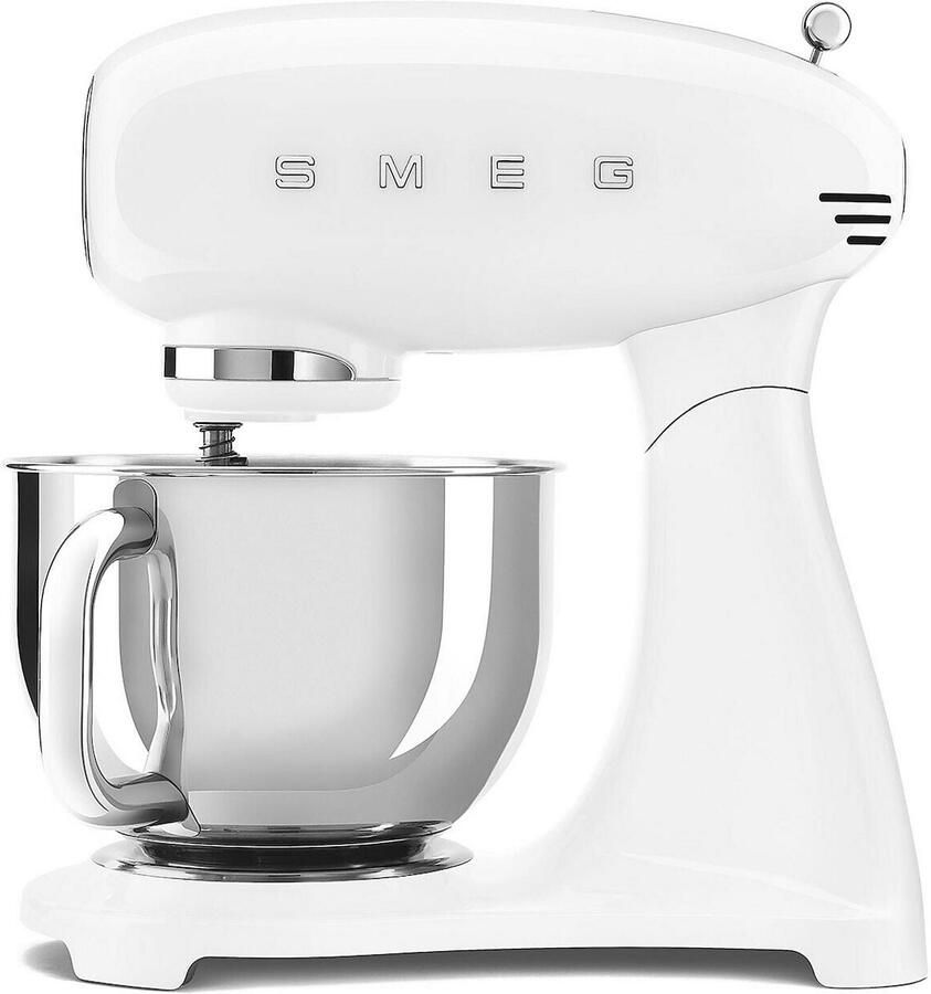 Smeg SMF05WHEU Keukenmachine Keukenmixer 1000W 4 8L RVS Mengkom 10 Snelheden Planetaire Mengbeweging Inclusief 4 Accessoires '50s Style Wit