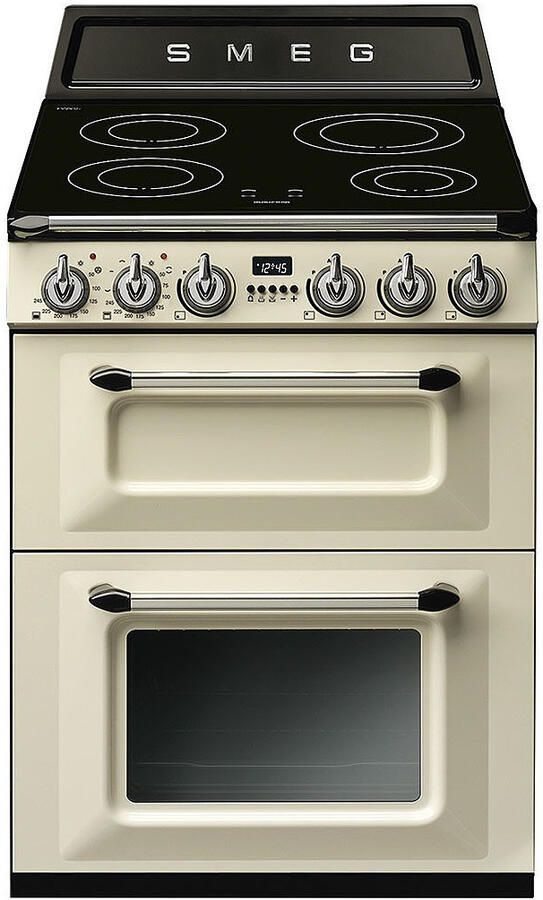 Smeg TR62IP2 Vrijstaand Inductie Fornuis 60 cm Crème 4 Inductiezones Dubbele Oven Victoria Design Energieklasse A
