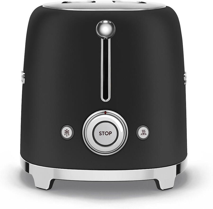Smeg TSF01BLMEU Broodrooster 2 Sleuven 950W 6 Bruiningsstanden Ontdooifunctie & Opwarmfunctie '50s style Mat Zwart