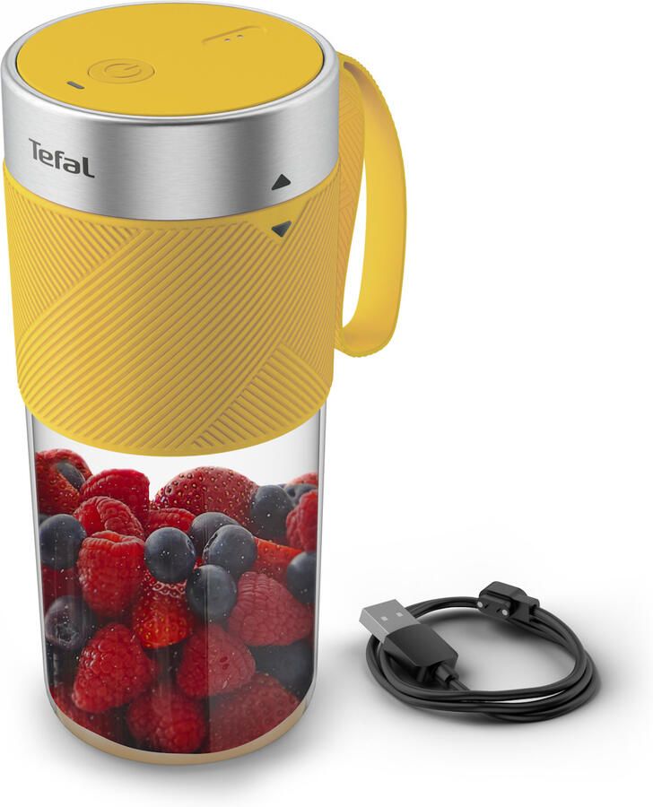 Tefal Lightmix BL1C02 Blender to Go Compact 300ml Tritan beker USB opladen Makkelijk Schoonmaken Geel