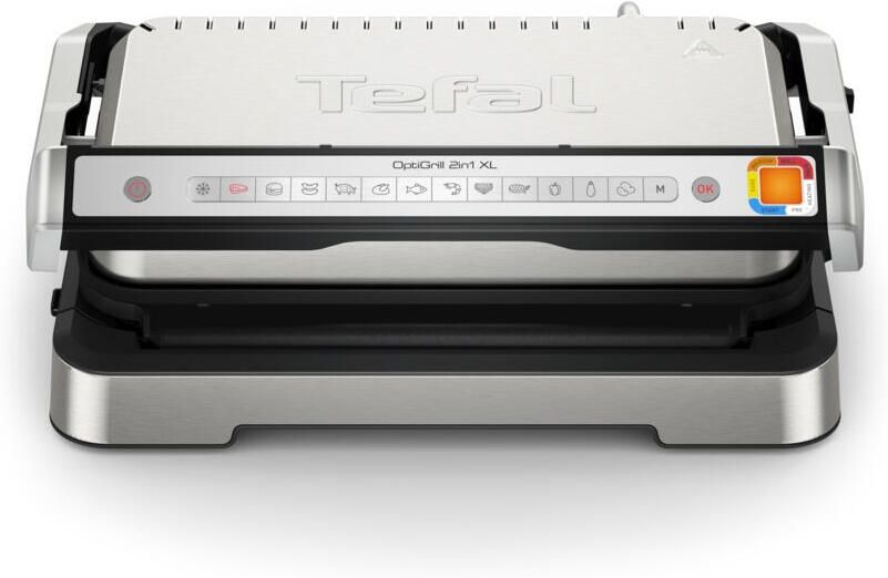 Tefal OptiGrill 2in1 XL GC782D Intelligente Contactgrill 12 Automatische Programma's Gaarheidsindicator Groot Grilloppervlak 2200W RVS