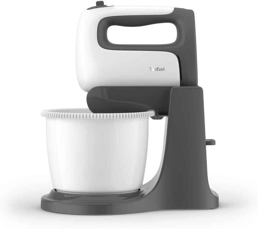Tefal Prep'Mix+ HT4641 Handmixer met mengkom 5 Snelheden en Turbofunctie Met Deeghaken en Gardes 500W Wit