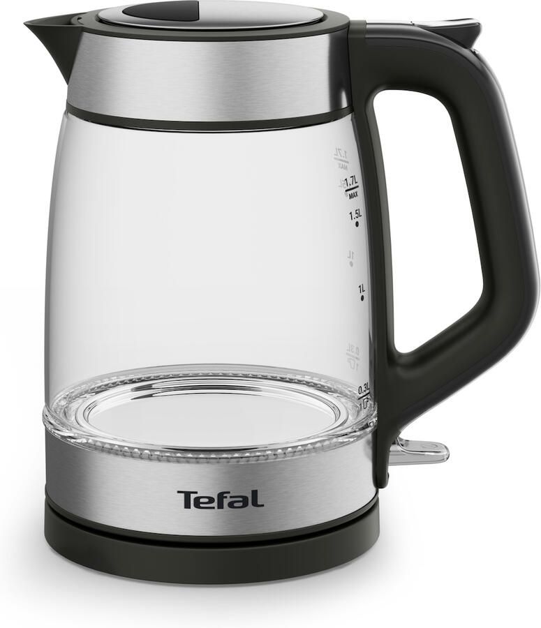 Tefal Glass KI6058 Waterkoker 1 7L Glazen Design Met LED-verlichting Uitneembaar Antikalkfilter 2200W Zwart