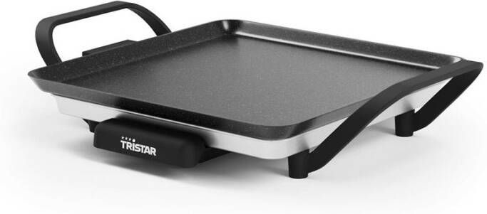 Tristar Grillplaat BP-2666 Grillplaat S: 28 x 28 cm Voor binnen en buiten geschikt voor camping BPA Free Gourmet bakplaat voor op tafel 2 personen Met regelbare thermostaat Anti-aanbaklaag Geschikt voor op camping Zwart