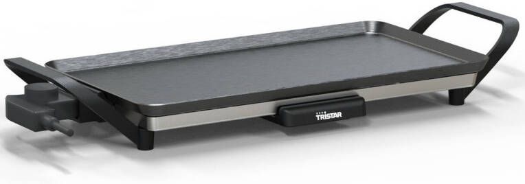 Tristar Grillplaat BP-2667 Tafelgrill M: 46 x 26 cm Voor binnen en buiten BPA Free Gourmet bakplaat voor op tafel 4 tot 6 personen Met regelbare thermostaat Anti-aanbaklaag Zwart