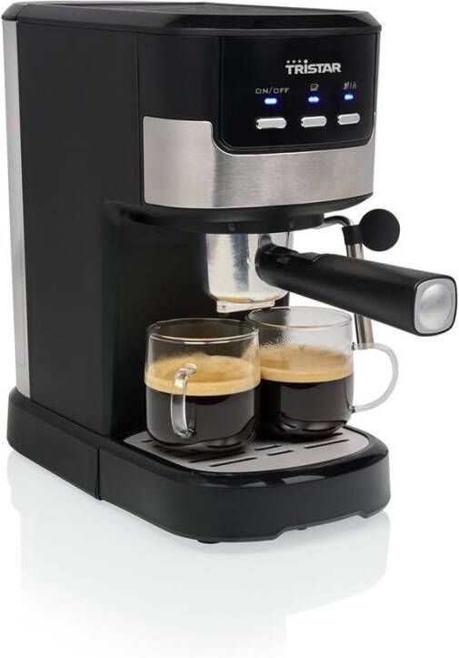 Tristar Espressomachine & Koffiecupmachine CM-2278 Koffiemachine geschikt voor capsules & losse koffie Inclusief melkstoompijpje Gemakkelijk in gebruik Zwart RVS