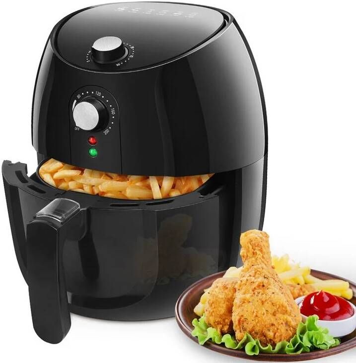 Aigostar Hayden 30PYC Airfryer Hetelucht Friteuse 360° snelle warmtecirculatie Compact 3.5L 1500W Zwart - Foto 5