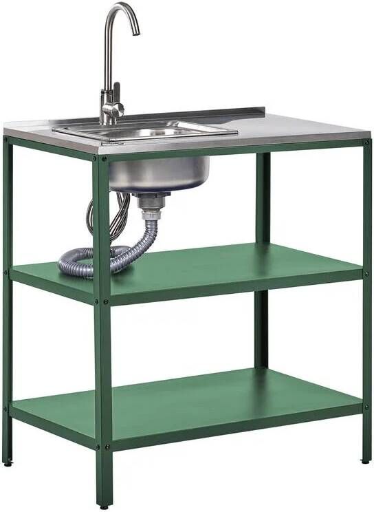 Beliani -VILAMA-Buitenkeuken met spoelbak-Groen-80x50x92 cm-Staal
