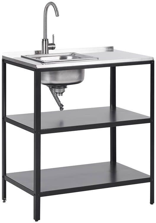 Beliani -VILAMA-Buitenkeuken met spoelbak-Zwart-80x50x92 cm-Staal