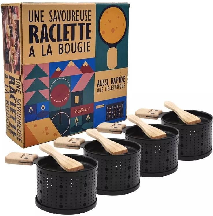 Cookut Lumi Raclettes Set van 4 Stuks Zwart