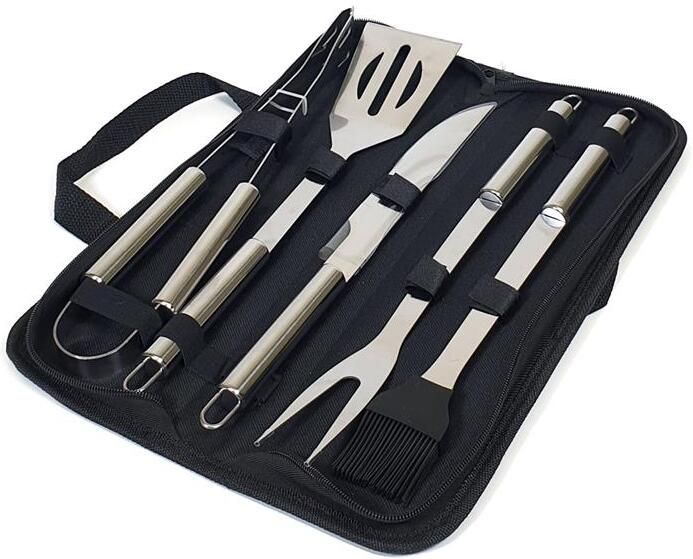 Krumble BBQ set 5-delig in opbergtas RVS