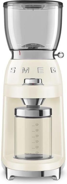Smeg CGF11CREU Elektrische Koffiemolen Koffiebonenmaler 30 Maalstanden RVS Kegelmaalwerk 350g Bonenreservoir Voor Espresso Filterkoffie & French Press '50s Style Crème