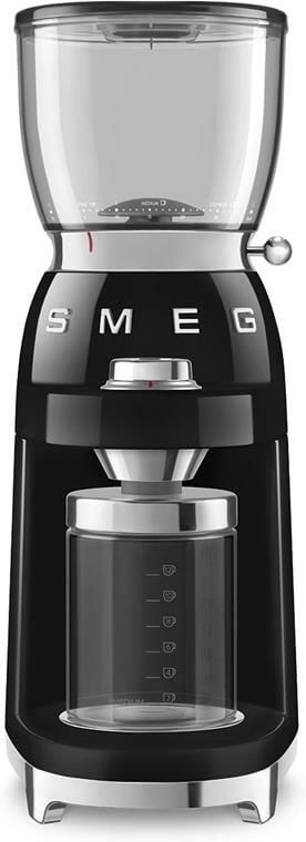 Smeg CGF11BLEU Elektrische Koffiemolen Koffiebonenmaler 30 Maalstanden RVS Kegelmaalwerk 350g Bonenreservoir Voor Espresso Filterkoffie & French Press '50s Style Zwart