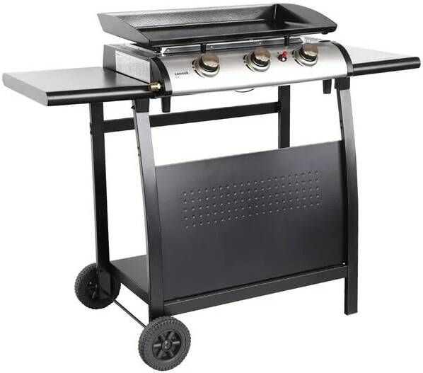 Sweeek Gasplancha 3 branders inox 7 5kW met karretje