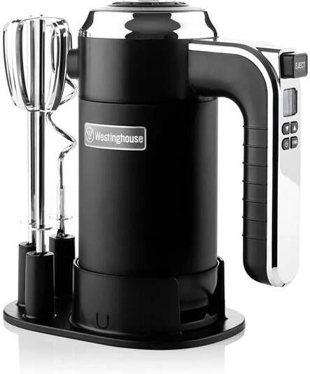 Westinghouse Retro Handmixer – 6 snelheden + turbofunctie – Gardes & Deeghaken – Met opbergstandaard – 350W – Zwart - Foto 2