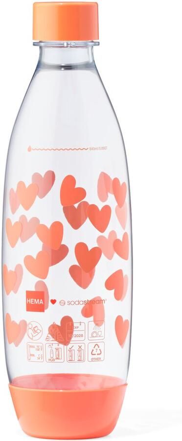 Sodastream kunststof fles 1L hartjes koraal