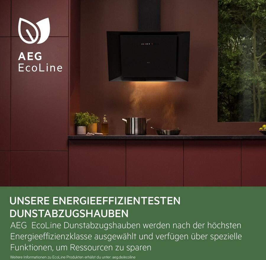 AEG Wandkap DVE5961HB Hoog vermogen motor Hob²Hood LED-verlichting 3 standen + intensiefstand