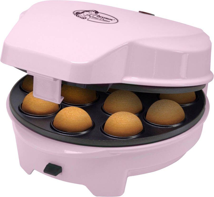Bestron 3-in-1 cakemaker in retro-design met 3 verwisselbare bakplaten: donut- cupcake- en cakepopmaker met indicatielampje & antiaanbaklaag 700 watt roze