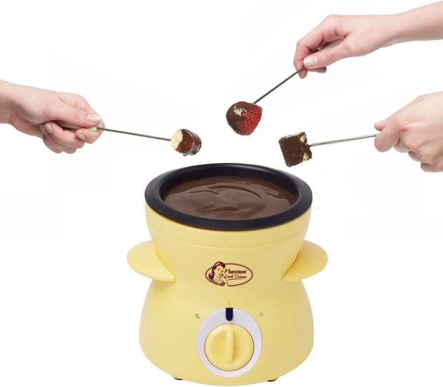 Bestron Fondue Mini-chocoladefondueset inclusief 10 spiesen 10 vorken en 1x spatel 25 w kleur: geel - Foto 2
