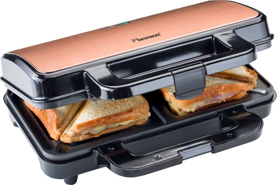 Bestron Sandwichmaker ASM90XLCO XL sandwich-toaster antiaanbak gecoat voor 2 sandwiches zwart koperkleur - Foto 9