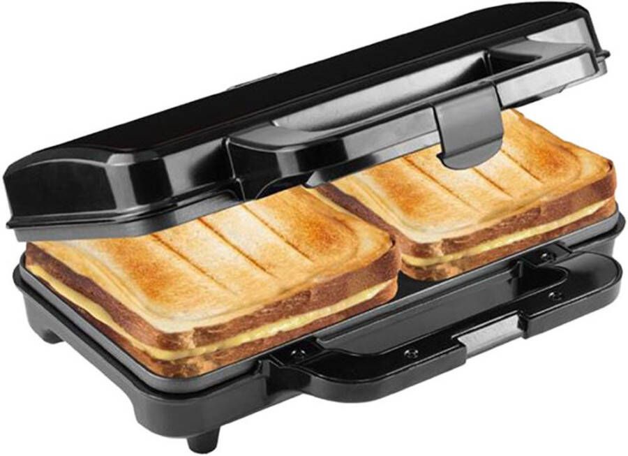 Bestron XL Tosti ijzer Sandwich-toaster voor 2 sandwiches in schelpvorm ideaal voor Amerikaanse sandwiches inclusief automatische temperatuurregeling en gereedheidsindicator Zwart - Foto 2