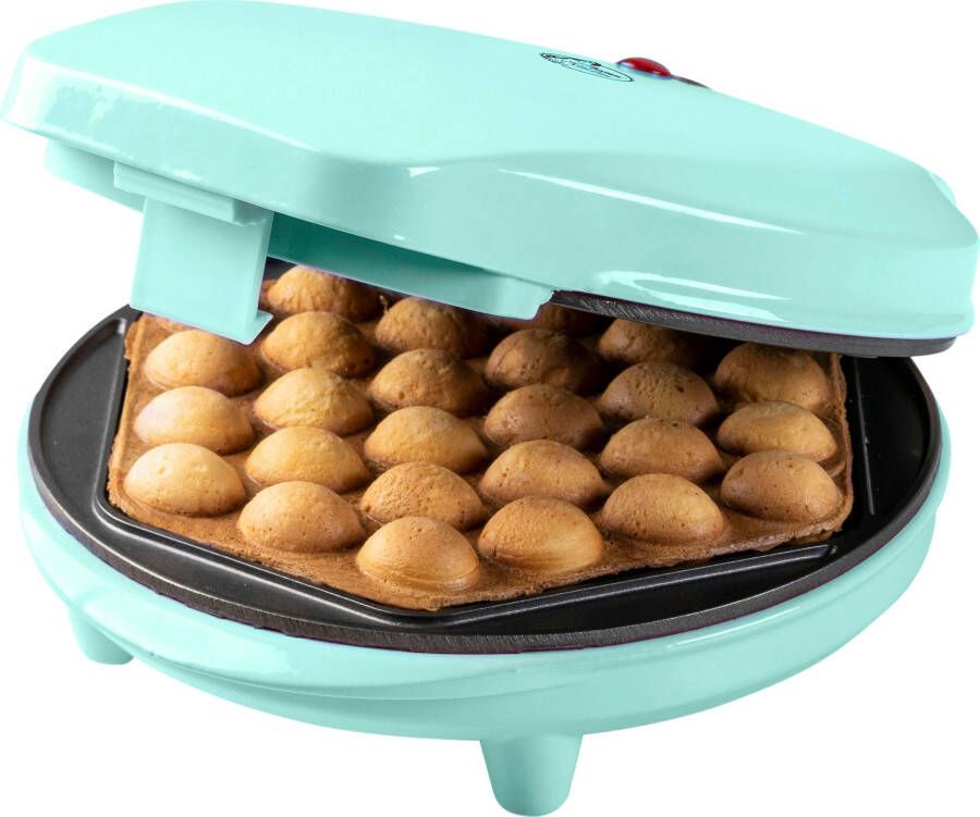Bestron Bubbel Wafelijzer wafelmaker voor bubbel wafels te vullen met ijs chocola of fruit met bakindicatielampje & antiaanbaklaag 700 Watt mint
