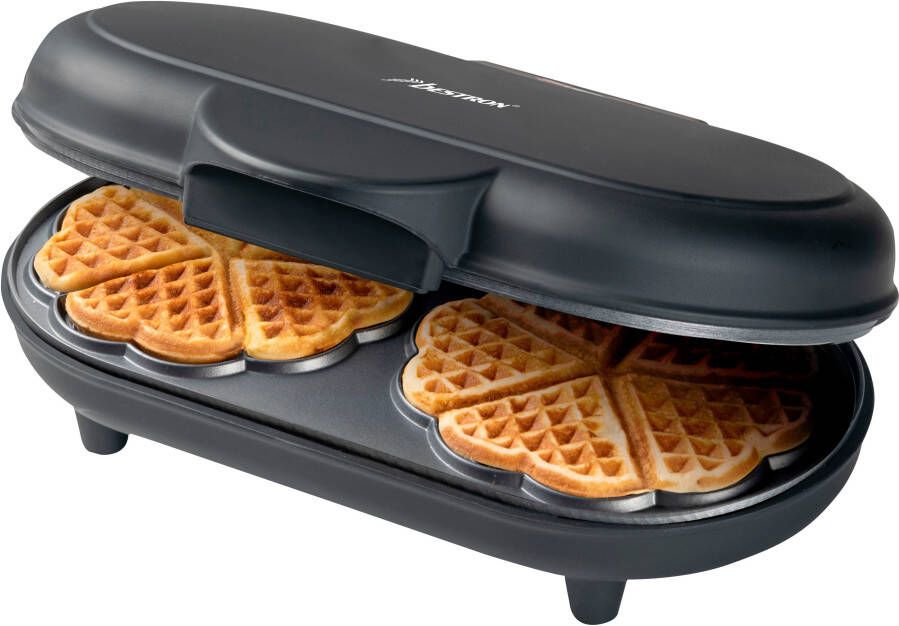 Bestron dubbel Wafelijzer voor klassieke hartwafels Wafelmaker met antiaanbaklaag & indicatielampje 1000 watt Zwart - Foto 2