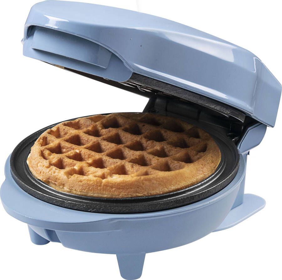 Bestron mini-wafelijzer voor klassieke wafels wafelijzer met antiaanbaklaag voor kinderfeestjes Familiefeest Pasen of Kerst retro design 550 Watt babyblauw