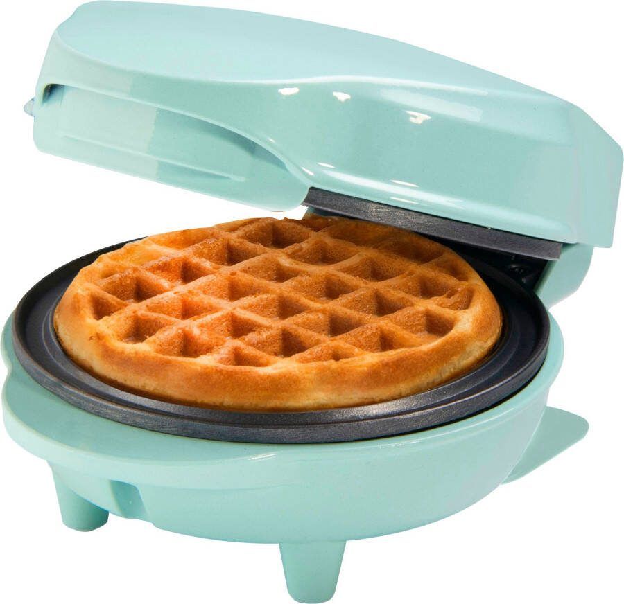Bestron mini-wafelijzer voor klassieke wafels wafelijzer met antiaanbaklaag voor kinderfeestjes Familiefeest Pasen of Kerst retro design 550 Watt mint