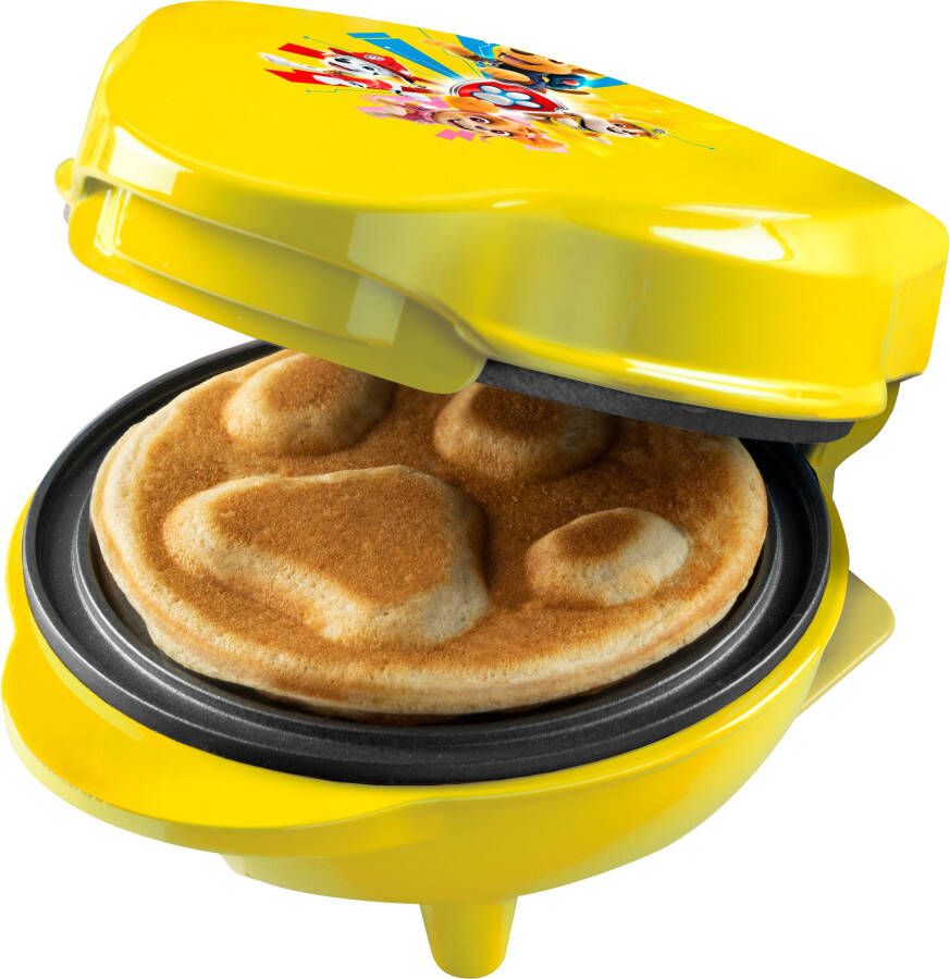 Bestron Paw Patrol Wafelijzer mini-wafelijzer in uniek Paw Patrol design voor kinderfeestjes Pasen & Kerstmis met antiaanbaklaag wafelformaat: Ø 10cm officieel gelicentieerd Geel