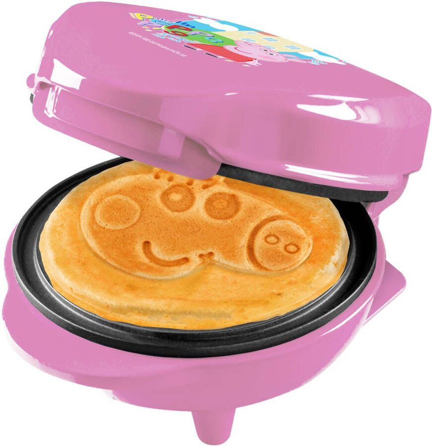 Bestron Peppa Pig Wafelijzer mini-wafelijzer in uniek Peppa design voor kinderfeestjes Pasen & Kerstmis met antiaanbaklaag wafelformaat: Ø 10cm officieel Licentie Roze