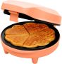 Bestron Wafelijzer voor klassieke hartwafels Wafelmaker voor wafels in hartvorm met indicatielampje & antiaanbaklaag retro-design 700 Watt Oranje - Thumbnail 1